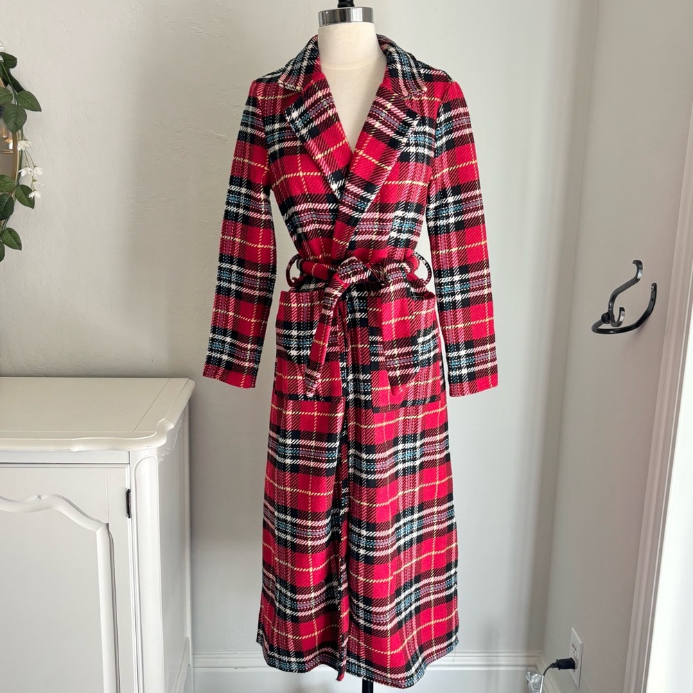 Plaid Red Women's Long Coat